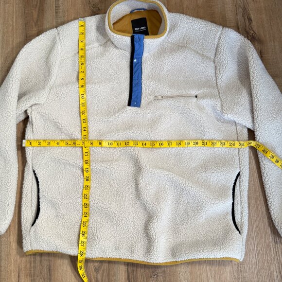 Only & Sons Men's Sherpa Half SnapFleece Pullover Jacket Sweater Cream XXL - Picture 4 of 10
